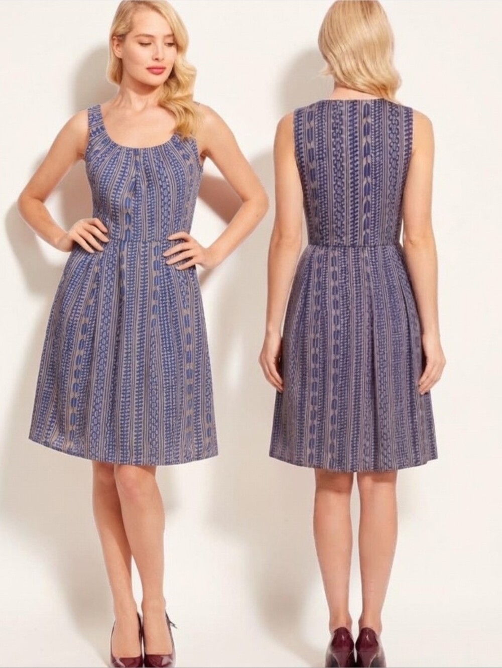 EVA FRANCO Geneva Tribal Geometric Print Fit & Flare Dress - Size 4
